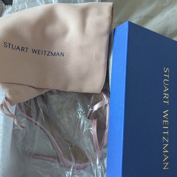 Stuart Weitzman Nudist Cotton Candy  Crystal Bow Sandals - Picture 7 of 9